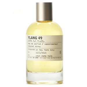 Le Labo Ylang 49 minimalist perfume bottle with clean white label